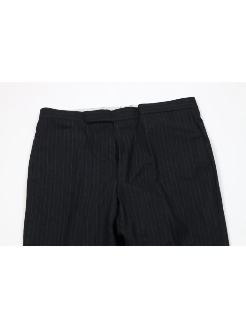 Vintage 70s Mens 42R 2 Piece Wool Suit Striped Wedding Black Wide Leg 38x31 USA